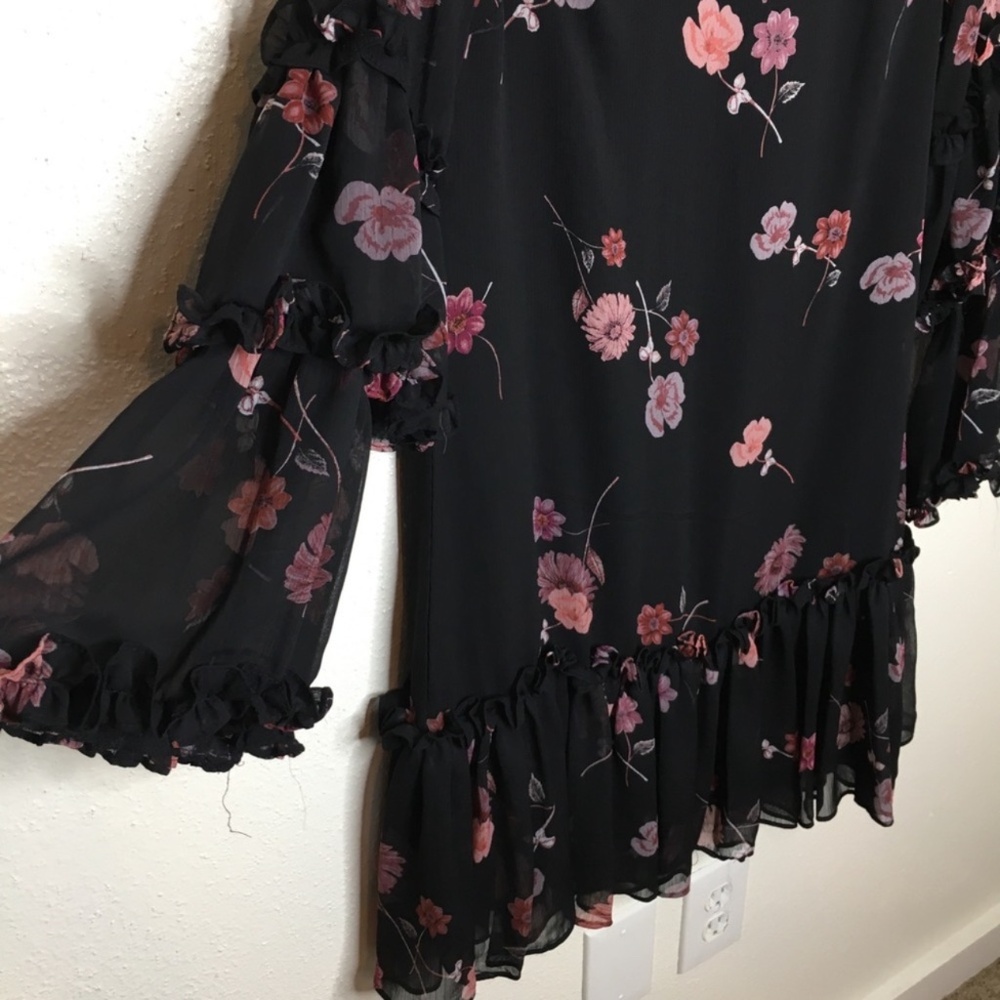 CeCe Long Sleeve Romantic Memories Floral Tiered Ruffle Dress S - Picture 4 of 5
